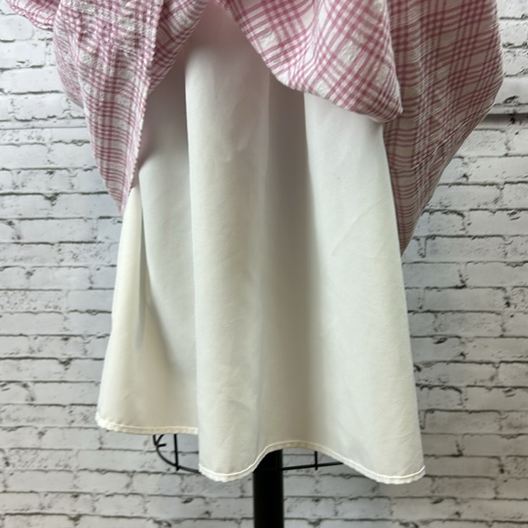 Lena | adorable pink plaid square neck line short sleeve midi dress size S - Picture 12 of 12